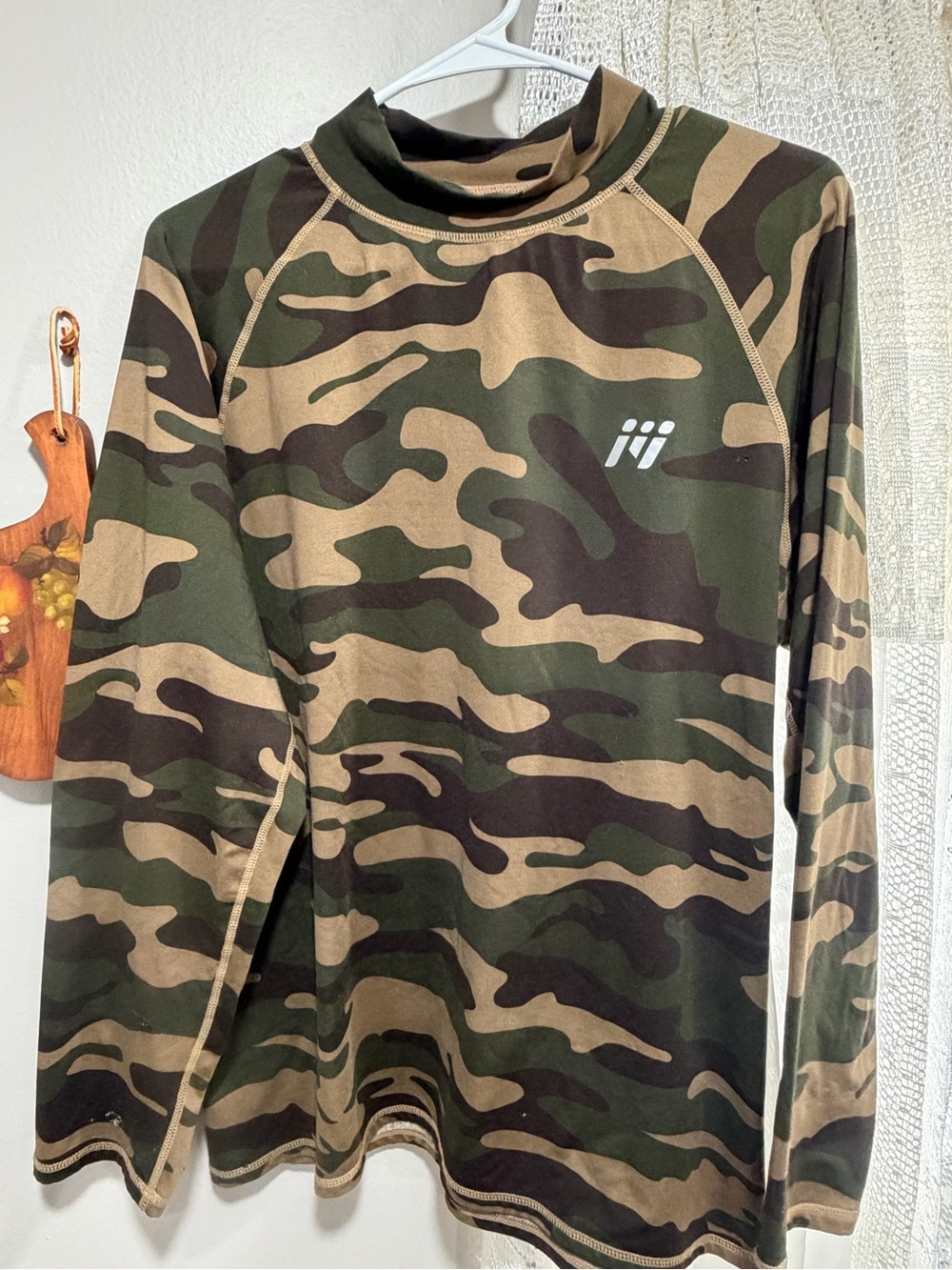 Camo Long-Sleeve Mens Compression Top - Olive/Khaki